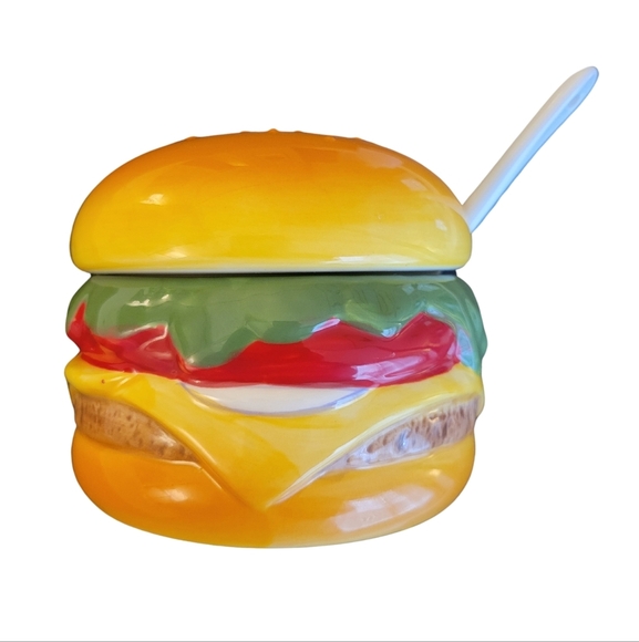 Pier 1 Other - Pier 1 Imports Cheeseburger Condiment Dish & Spoon